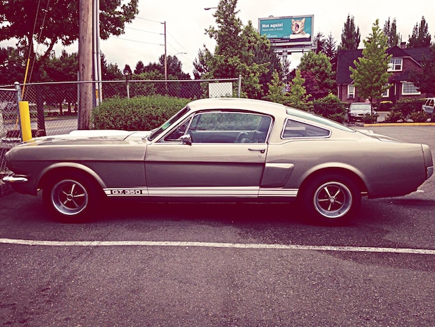 Une Ford Mustang dans la rue.