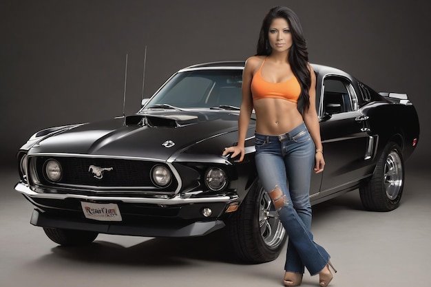 Ford Mustang et une fille sexy