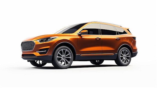 Ford suv orange avec le mot ford sur le devant.