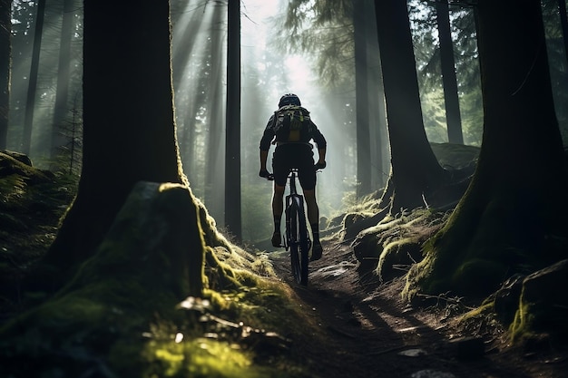 Forest Trail Adventure VTT dans les bois génératif par Ai