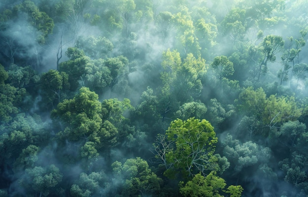 forêt aérienne au crépuscule