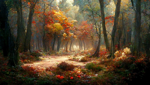 Forêt en automne belle illustration géométrique de paysage