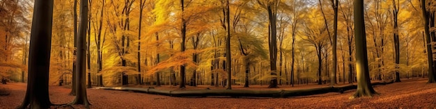 Photo forêt d'automne en couleur dans le style de décors de scène vibrants