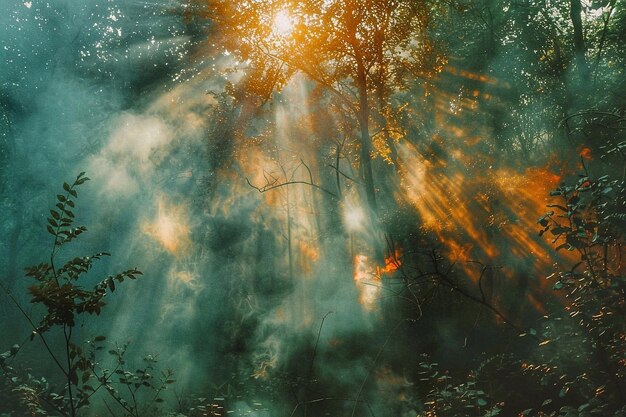 Forêt d'automne dans le brouillard