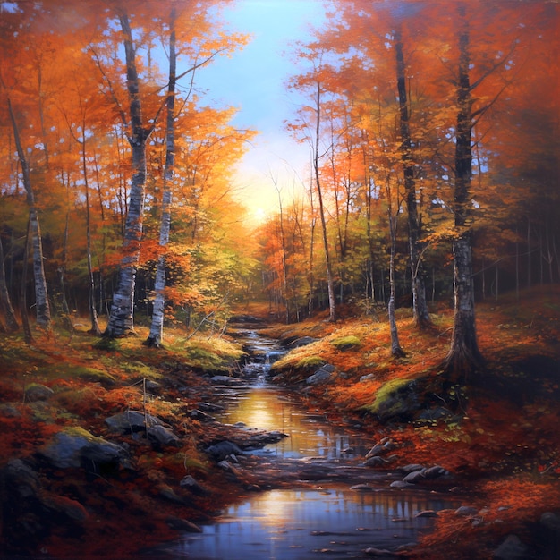 Forêt à l'automne Peinture à l'huile