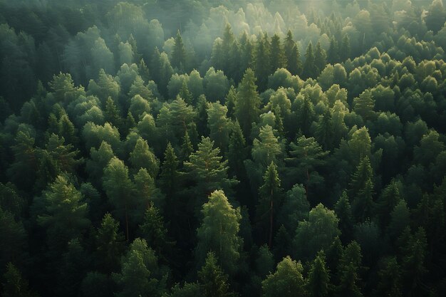 Photo la forêt aux nombreux arbres et à la verdure luxuriante capturée