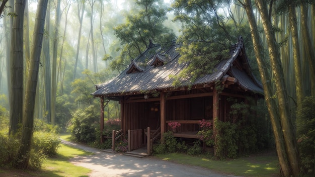 Forêt de bambou 4K HD Peinture de fond pour ordinateur de bureau