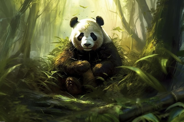 la forêt de bambou panda 3d génératif ai