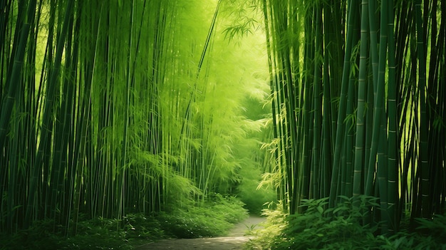 Une forêt de bambou vert luxuriant quelque part dans un pays asiatique