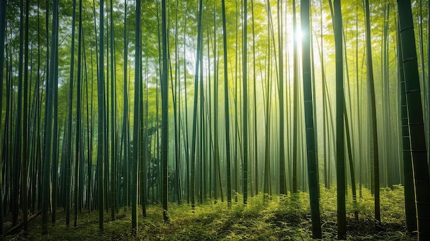 Forêt de bambous le matin