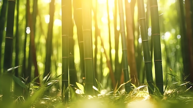 une forêt de bambous verts