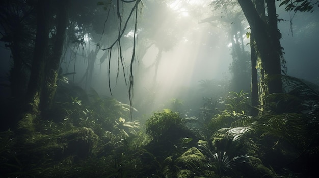 Forêt brumeuse Générative Ai