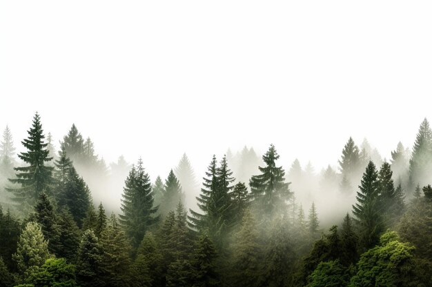 Forêt de conifères sur fond blanc