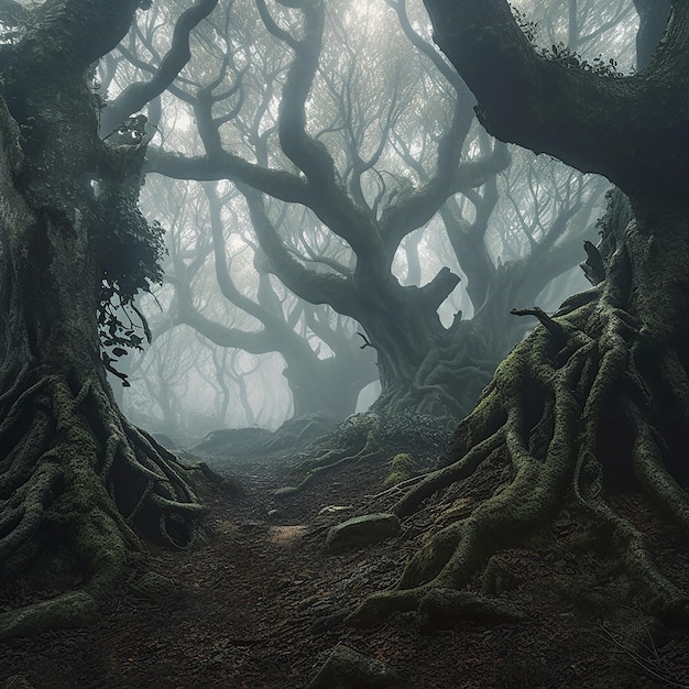 La forêt dans l'arbre et le ciel coloré