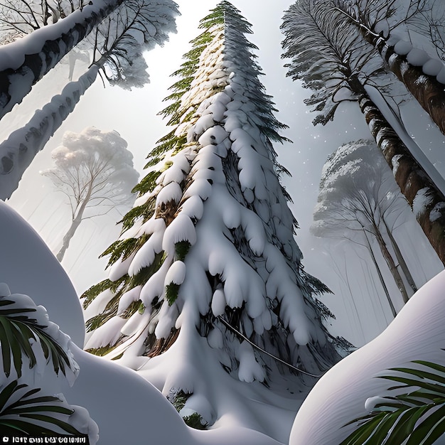 Forêt dans la neige générée par IA