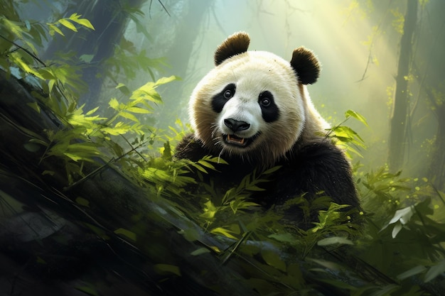 La forêt dense de bambou du panda génère Ai