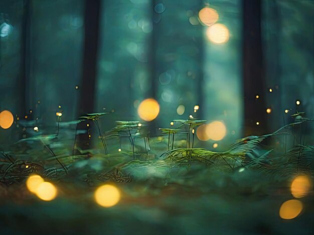 forêt avec effet bokeh génératif ai