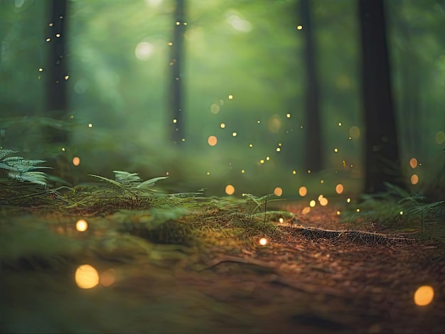 forêt avec effet bokeh génératif ai