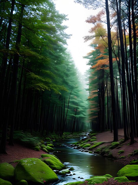 Forêt enchanteresse en aquarelles Kodachrome