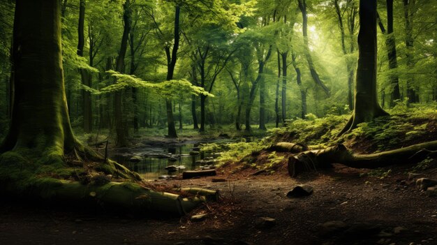 Photo la forêt enchanteuse un paysage romantique inspiré de la fantaisie