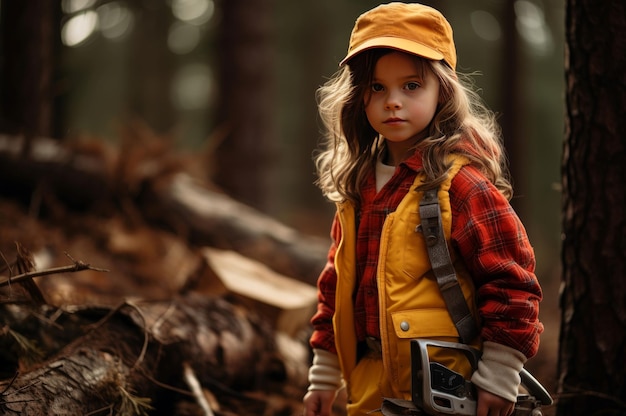 Photo la forêt de l'enfant bûcheron aventureux génère ai