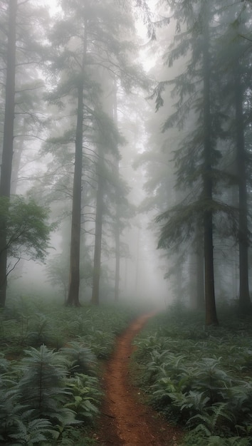 Photo la forêt est brumeuse.