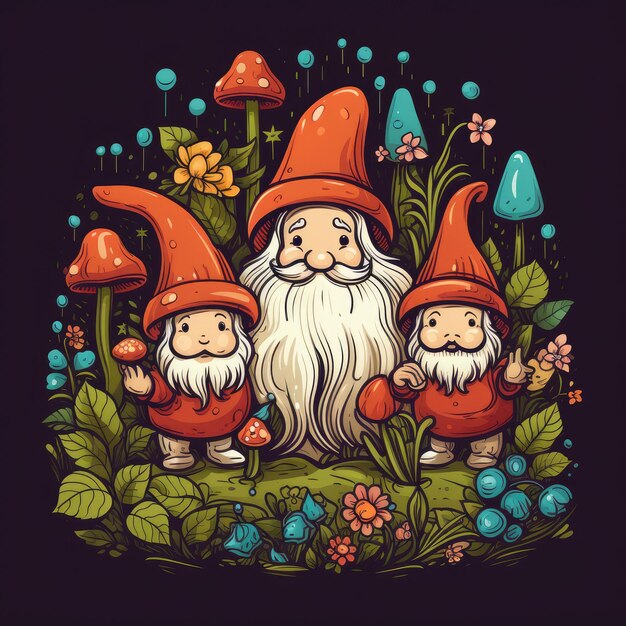 La forêt est enchanteuse, les délices captivants, les gnomes et les champignons capricieux dans un cadre irrégulier.