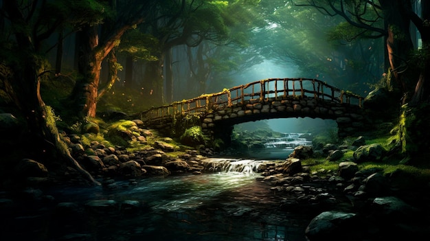 forêt fantastique avec rivière
