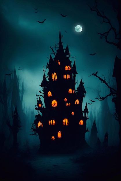 Forêt de fantômes de fond d'horreur de fond effrayant pour halloween et artillustration ai génératif