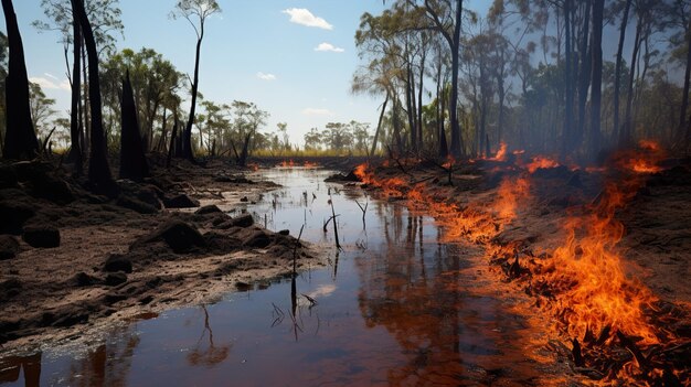 Photo la forêt de feu de l'amazonie