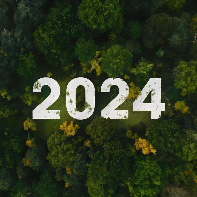 Photo une forêt avec des feuilles vertes écrites dessus 2024 jour de la terre conservation de l'environnement