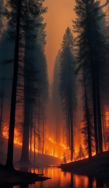 Forêt de feux sauvages