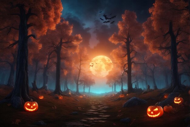 La forêt d'Halloween à l'arrière-plan La forêt d'Halloween à l'arrière-plan La forêt sombre à l'arrière-plan