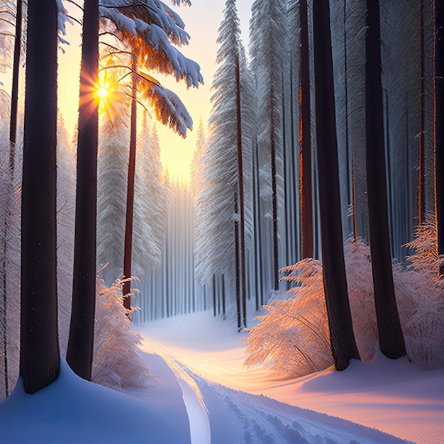 Forêt d'hiver avec des arbres