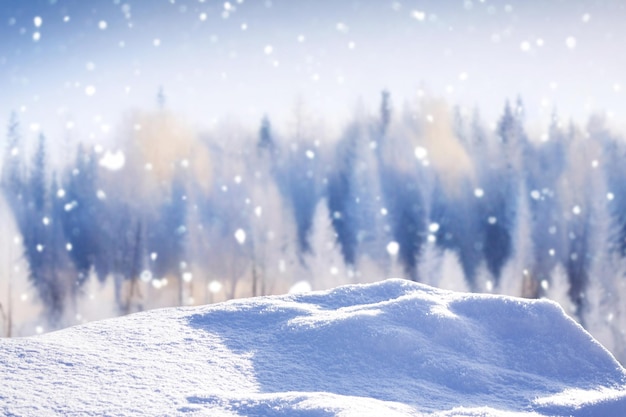 Forêt d'hiver gelée avec des arbres couverts de neige