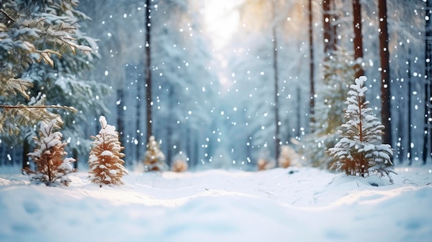 Forêt d'hiver de Noël en gros plan beaucoup de neige photo professionnelle mise au point nette