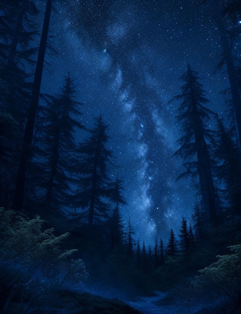Forêt mystique éclairée par la lune Nature sereine Arrière-plan de la nuit