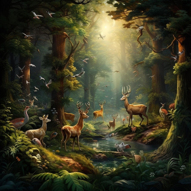 Une forêt mythique avec des animaux qui parlent