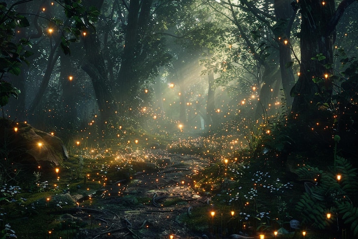 Photo la forêt de la nuit par personne