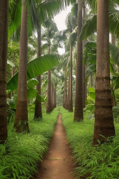 Forêt avec palmiers Ai générative