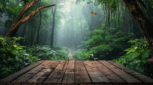 Forêt profonde avec un sol en bois rustique