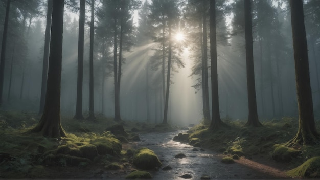 Une forêt remplie de nombreux arbres verts