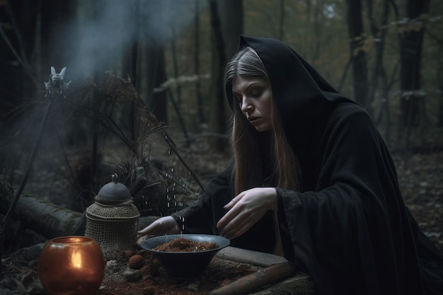 Forêt rituelle de sorcière Fête spirituelle Générer Ai