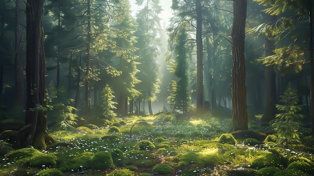 Photo une forêt solitaire intacte par l'homme