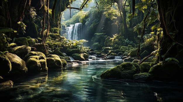 forêt tropicale et cascade