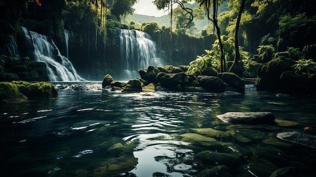 forêt tropicale et cascade