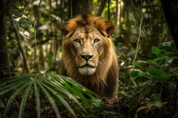 Sur la forêt tropicale est un lion