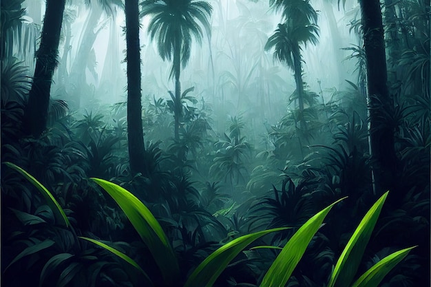 Forêt tropicale sauvage et sombre