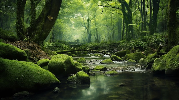 Une forêt verdoyante et pleine de vie