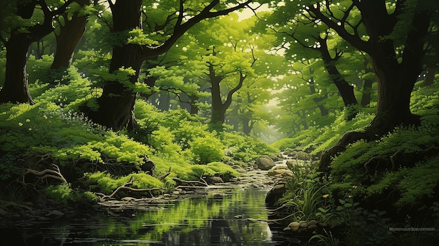 Une forêt verdoyante et pleine de vie